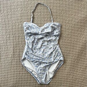 Floral Blue and White Swimsuit